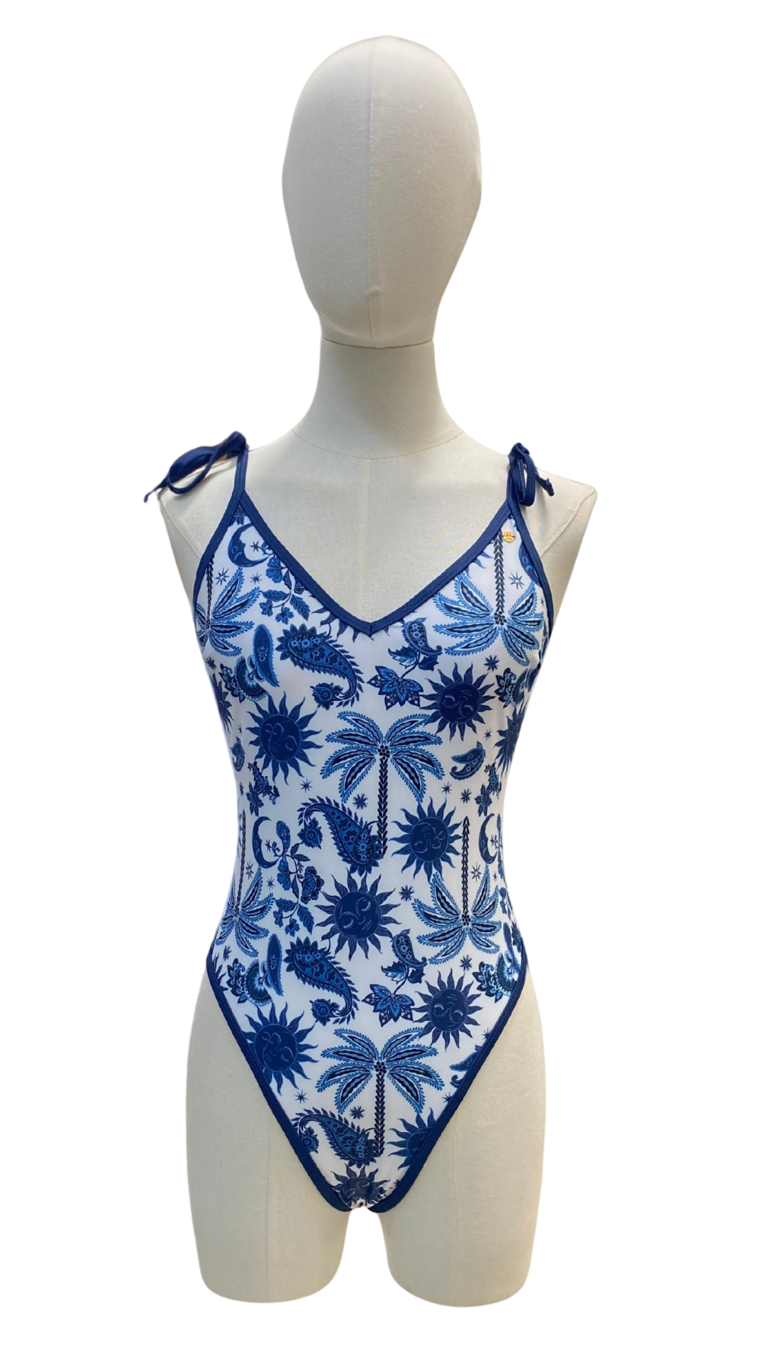 Bañador estampado tropical azul
