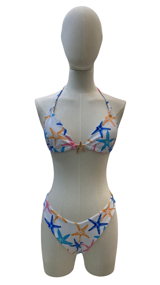 Set bikini estampado de estrellas con estrella dorada
