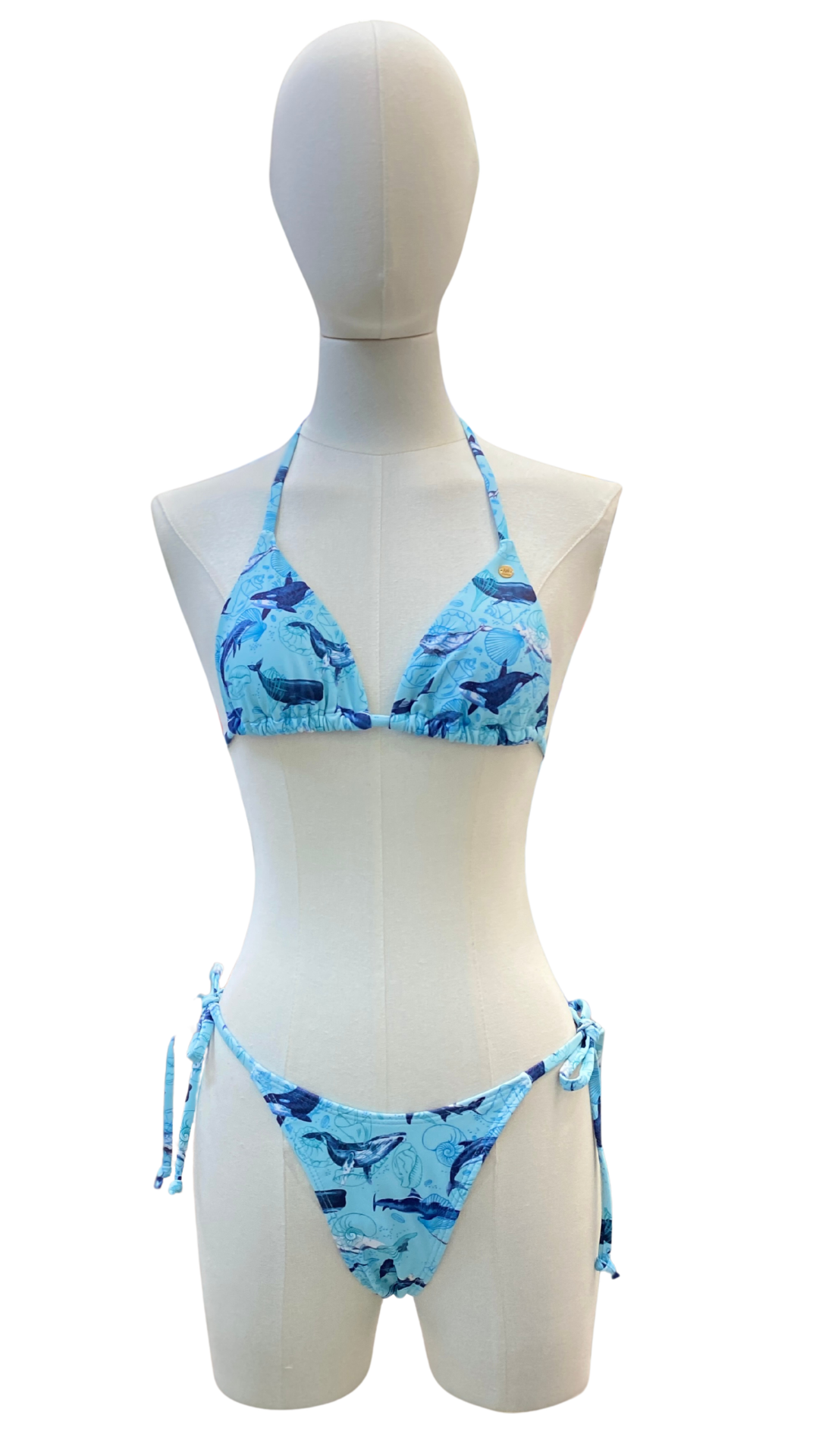 Set bikini de tanga estampado cetáceo