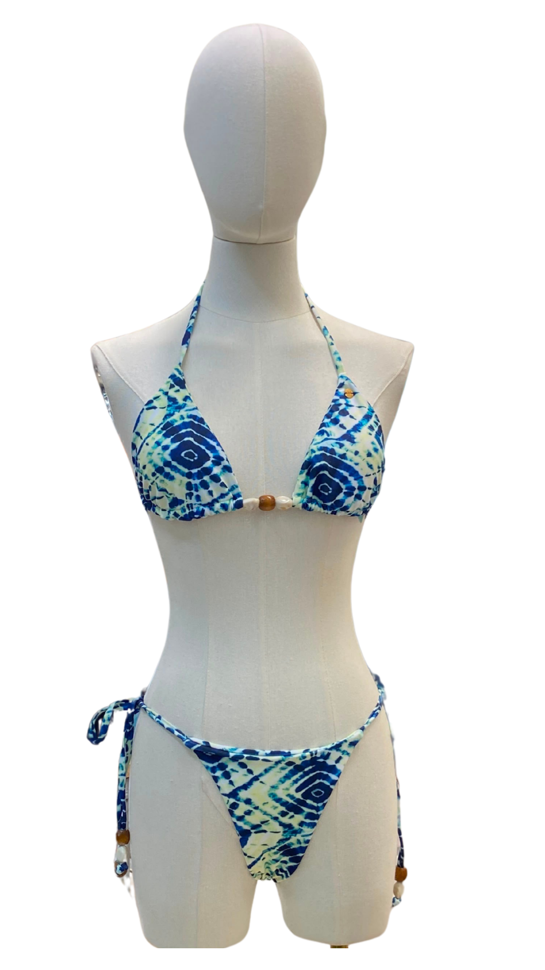 Set bikini tie dye azul con cuentas