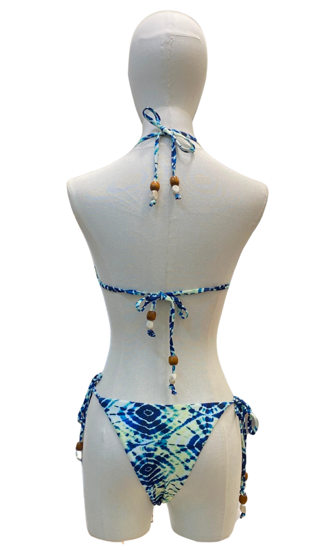 Set bikini tie dye azul con cuentas