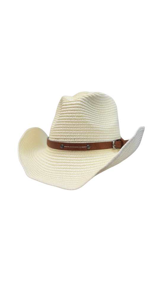 Sombrero de playa beige con cordón