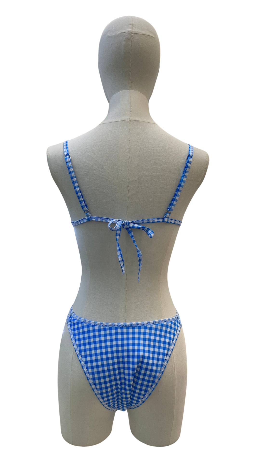 Set bikini doble vista de tels fruncida tropical y cuadros