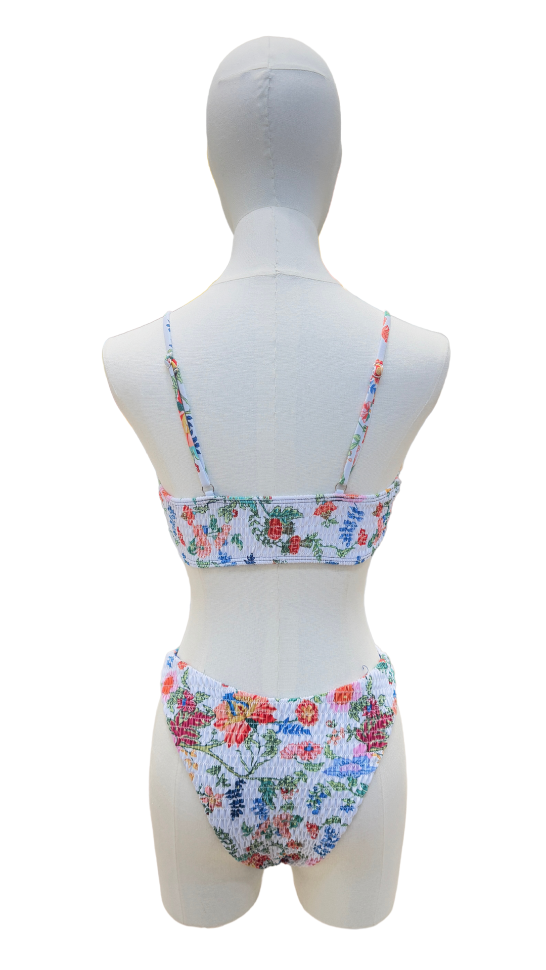 Set bikini floral con tela fruncida