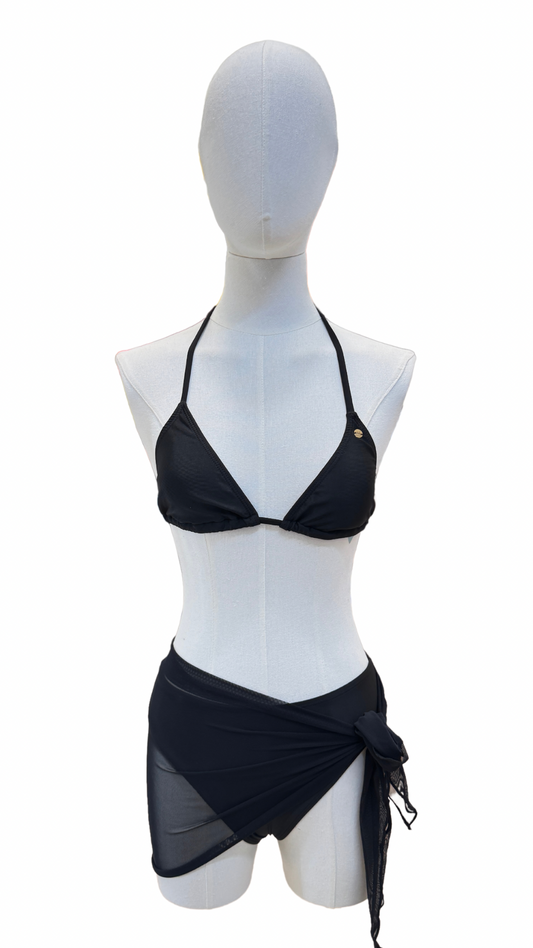 Set bikini de triángulo de tiro alto + pareo corto