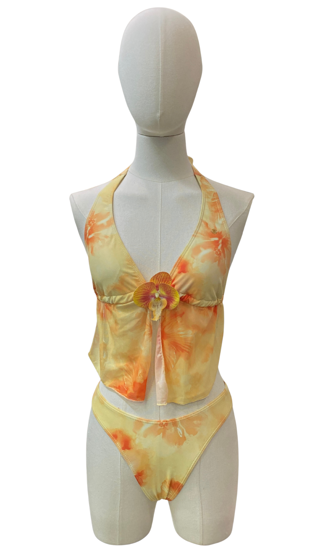 Set bikini de orquídea + pareo corto de tela