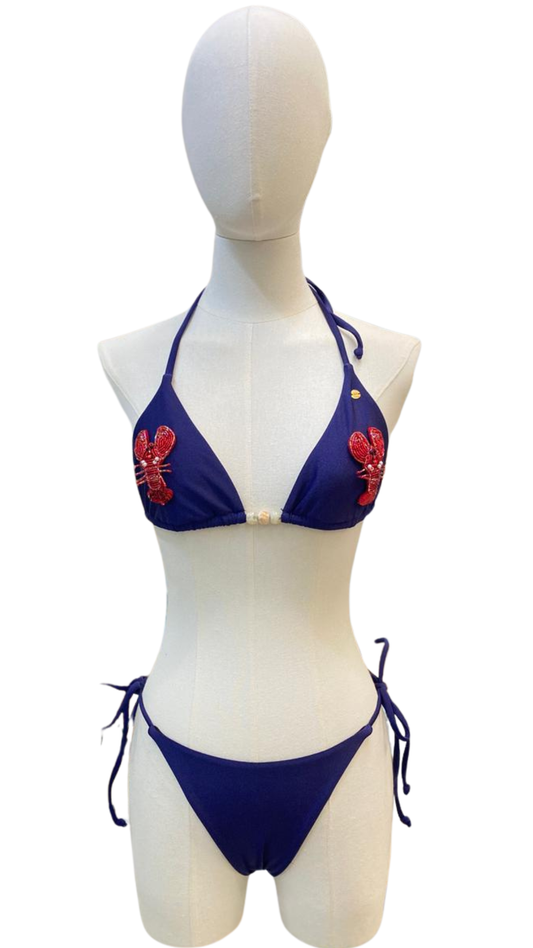 Set bikini con langostas bordadas