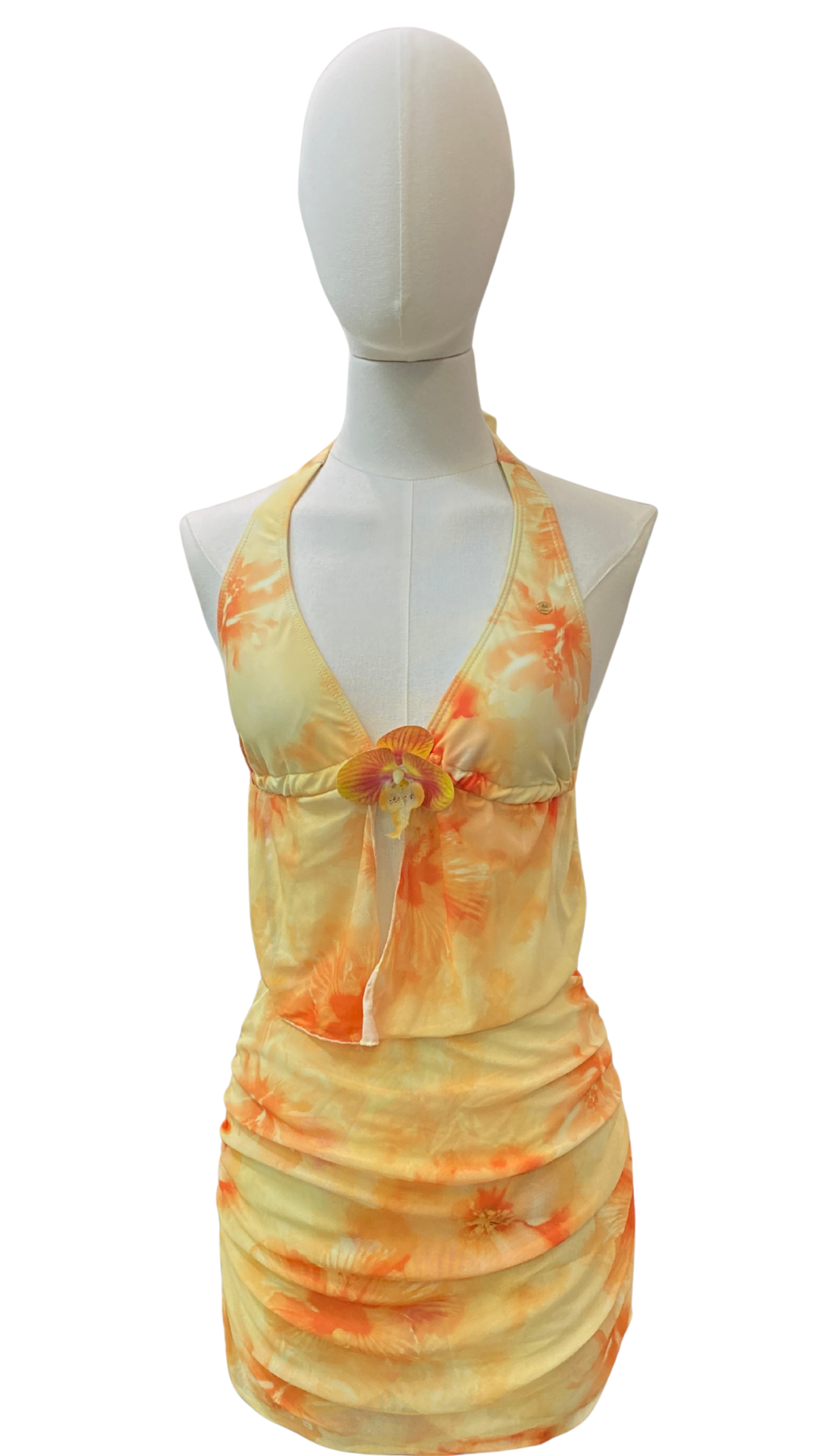 Set bikini de orquídea + pareo corto de tela