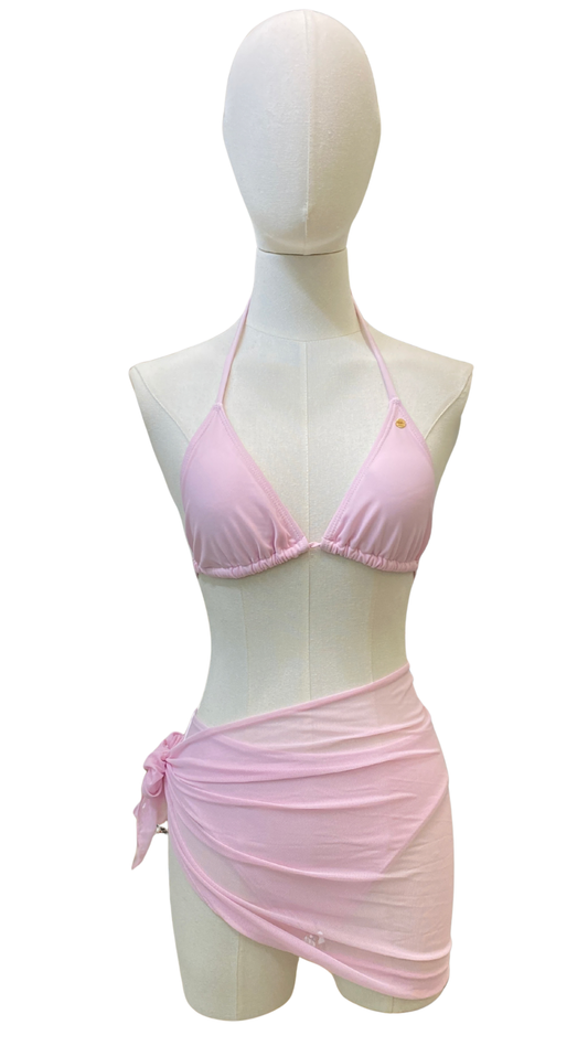 Set bikini de triángulo de tiro alto + pareo corto