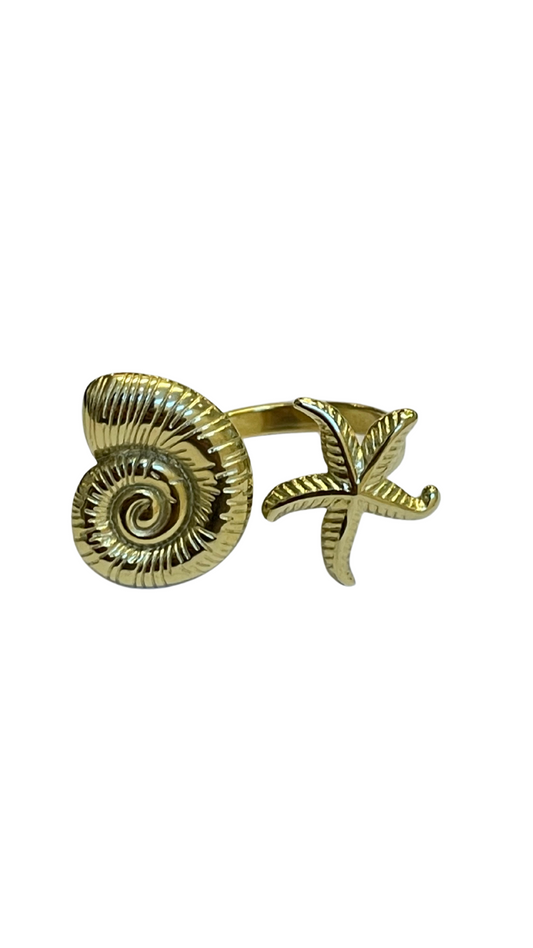 Anillo estrella de mar y nautilus